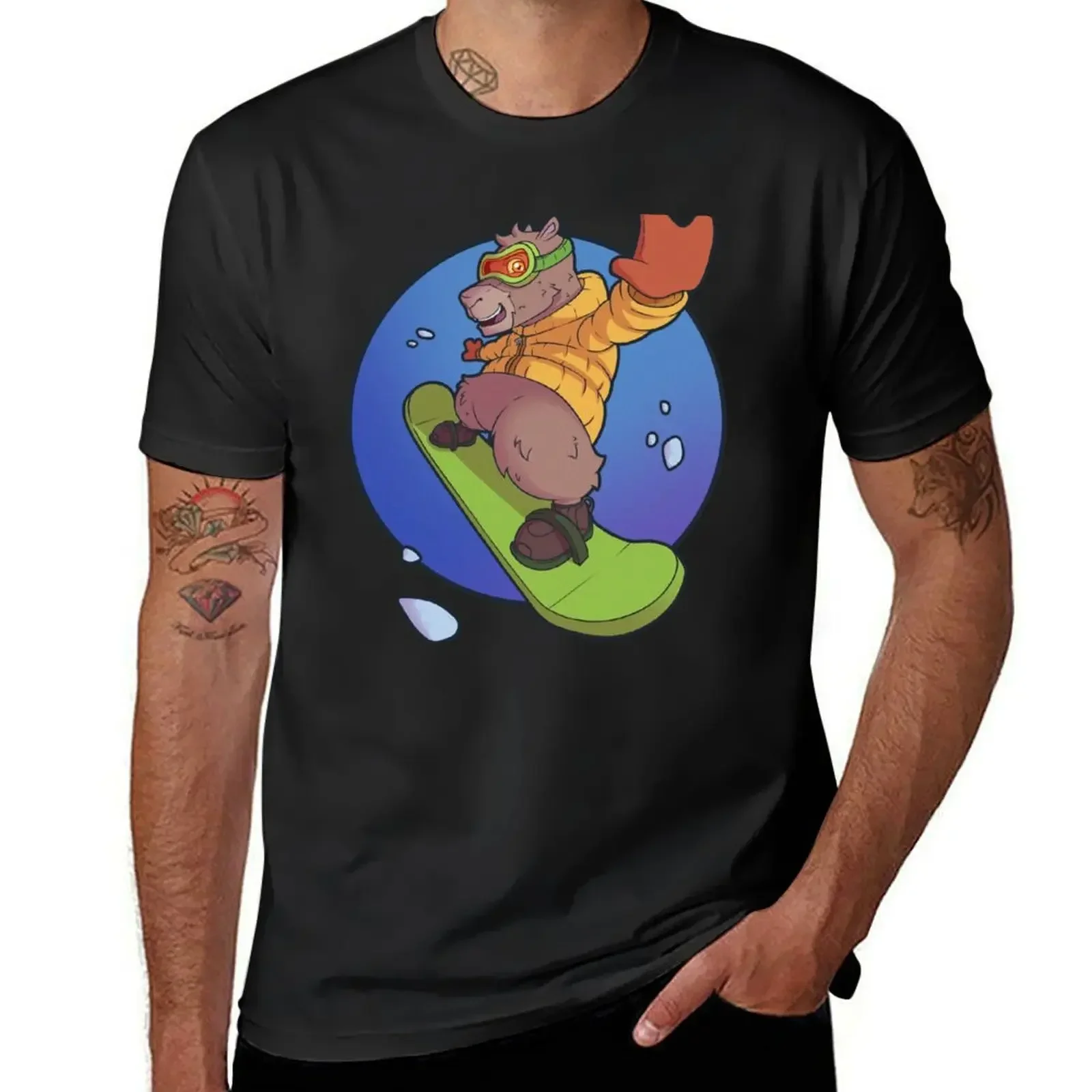 Snowboard capybara T-Shirt sports fans anime stuff men t shirts high quality