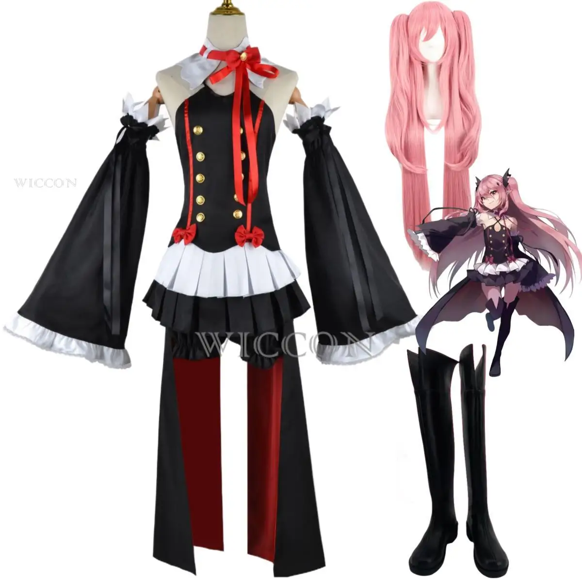 Anime Seraph Of The End Krul Tepes Cosplay Costume Owari No Seraph Witch Vampire Wig Dress Boot Woman Sexy Christmas Suit