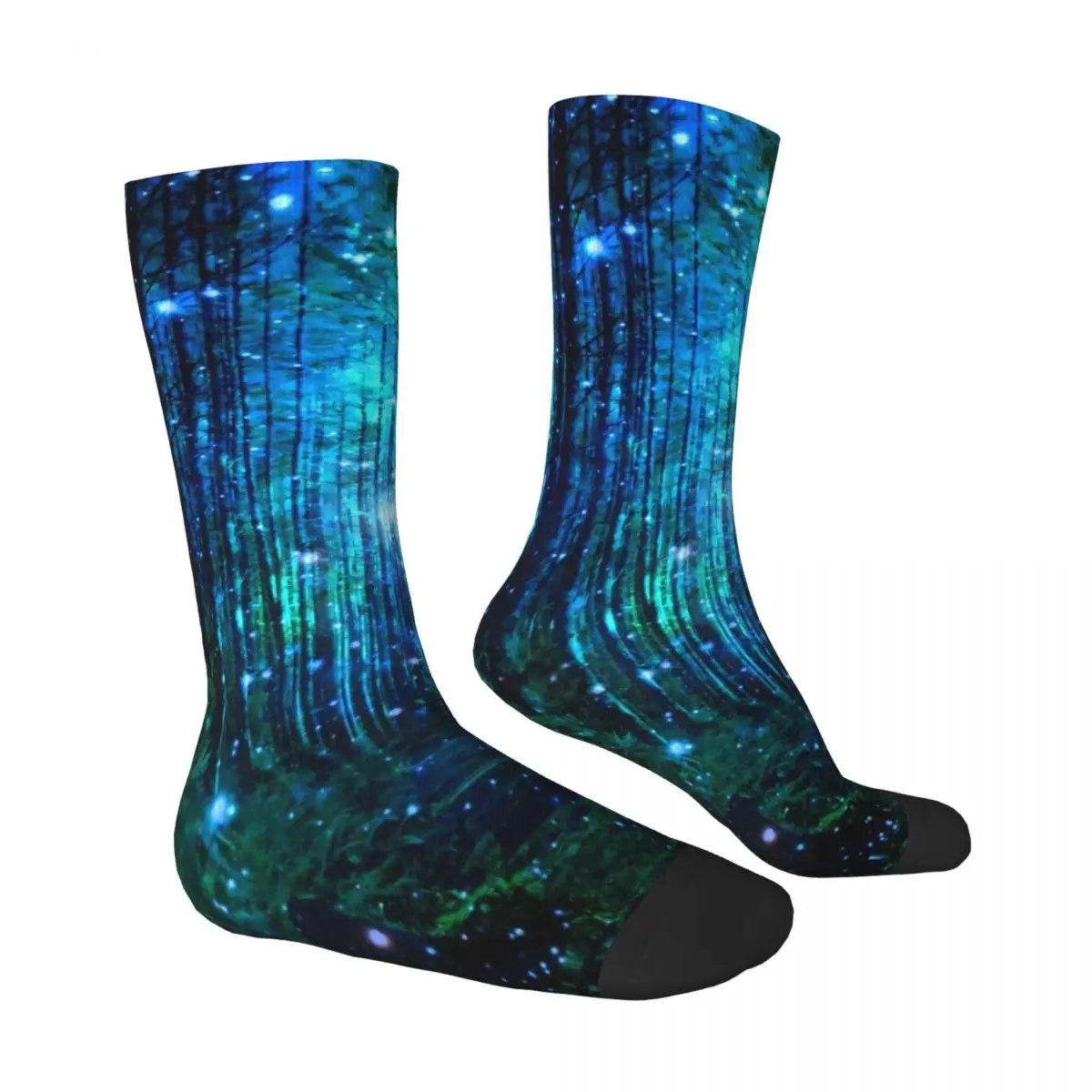 Magical Forest Socks Stars Print Casual Stockings Ladies Warm Soft Skateboard Socks Winter Graphic Anti-Slip Socks