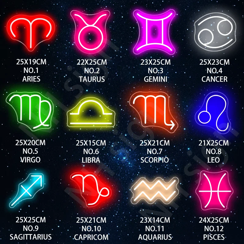 リモコン,星座,12個の星座,ネオンライトのカスタマイズされたLEDランプ