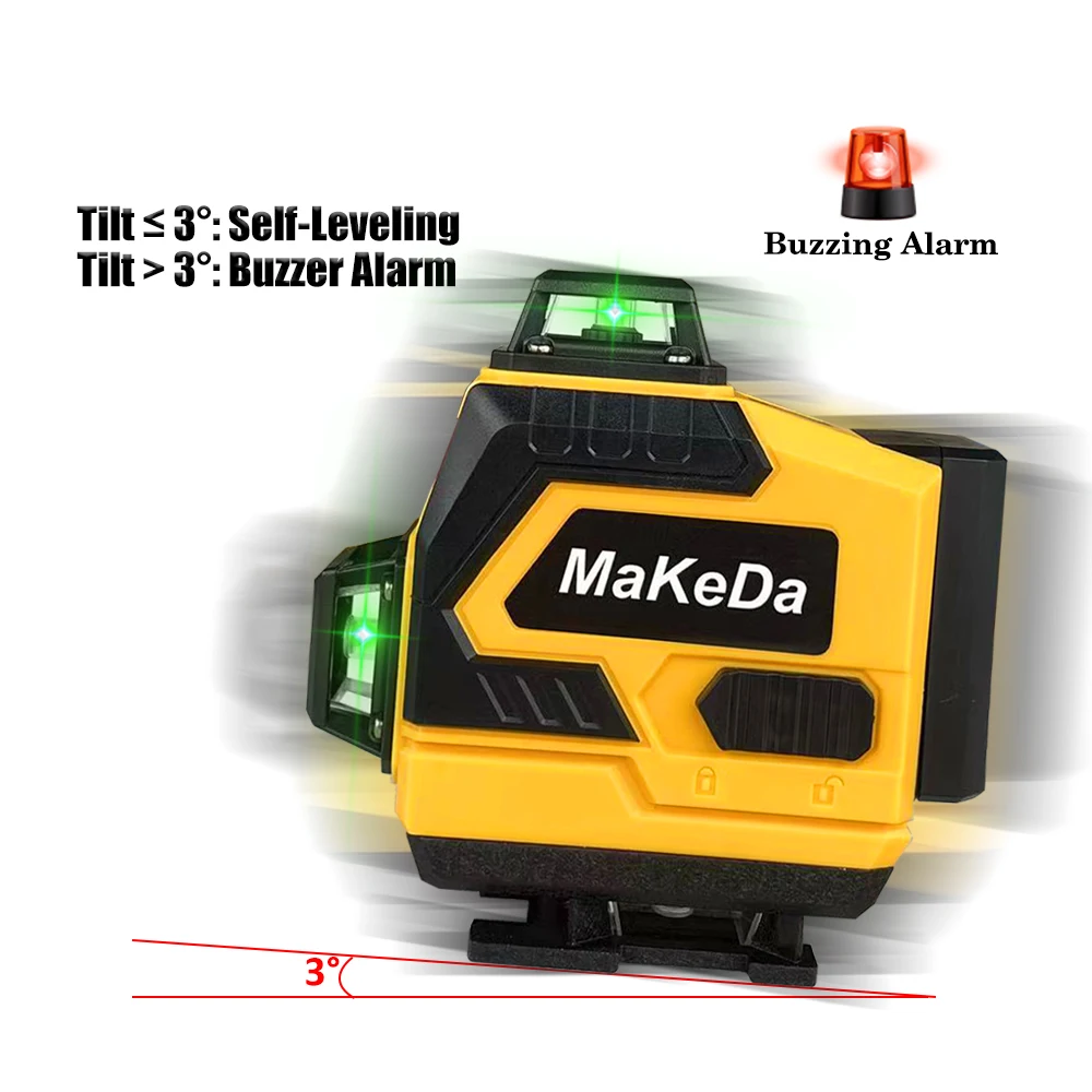 Laser Level 16 Lines 4D Green Line Self-Leveling 360 Horizontal And Vertical Super Powerful Laser Level Green Beam Laser Level