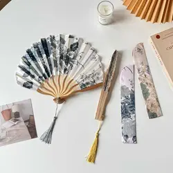 Hand Fold Fan Retro Adornment Woman Man Dance Props Wedding Living Room Cabinet Decor Bamboo Wood Silk Flower Folding Fan