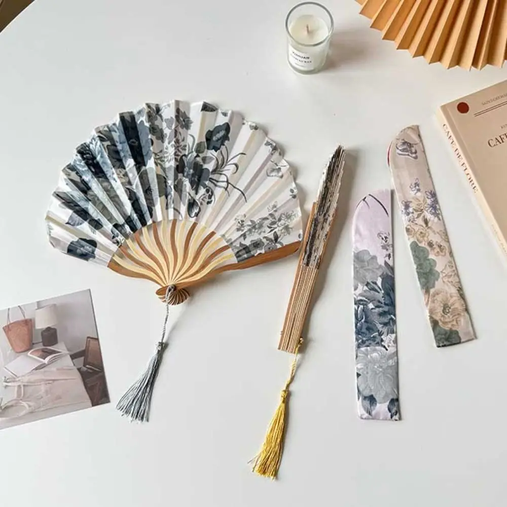 Hand Fold Fan Retro Adornment Woman Man Dance Props Wedding Living Room Cabinet Decor Bamboo Wood Silk Flower Folding Fan