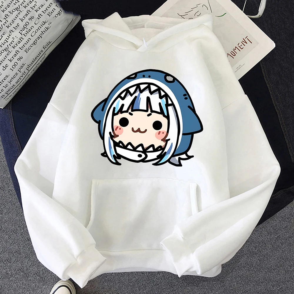 Hololive Hoodies English VTuber Gawr Gura Merch Causal Japanese Streetwear Men Long Sleeve Pullover Hoody Sweatshirt Y2K Casual