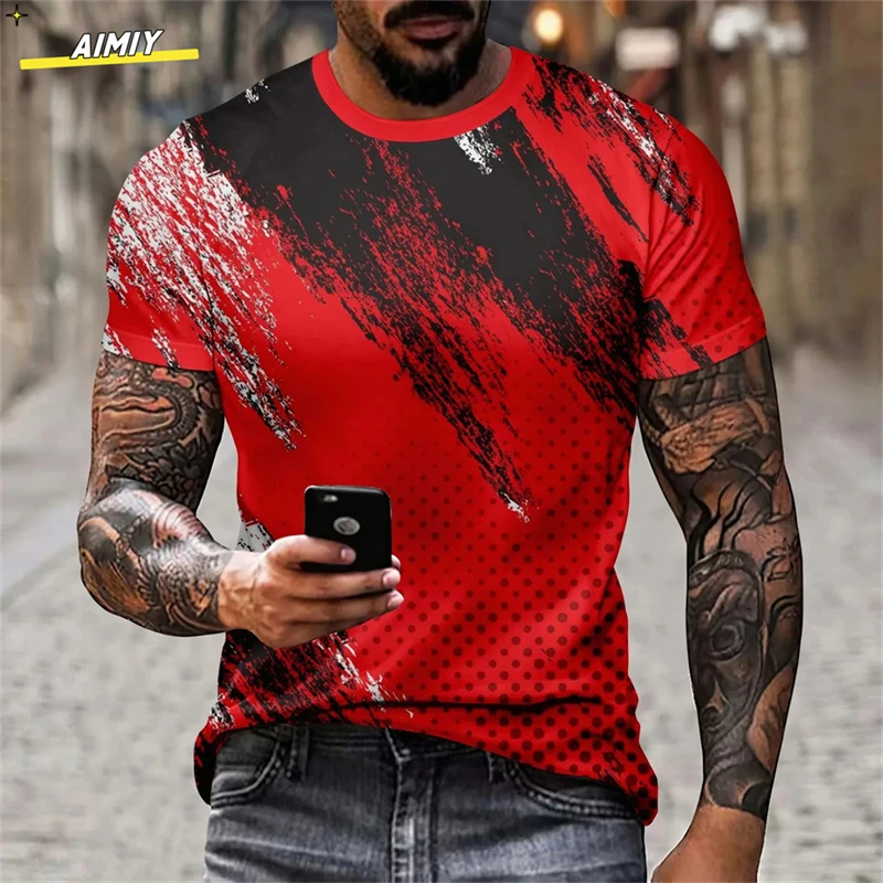 

Спортивная футболка Red Blood Graffiti для уличного футбола для мужчин, уличная одежда, повседневная свободная футболка в полоску с короткими рукавами, летняя футболка для отдыха, тренажерного зала
