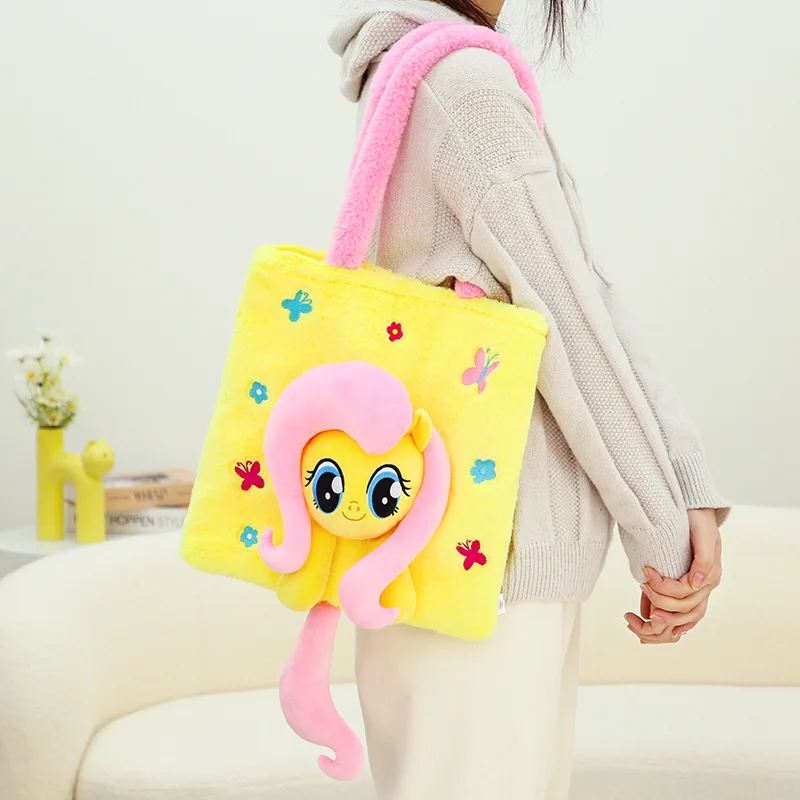 My Little Pony Cute Cartoon Plush Shoulder Bag Twilight Sparkle Pinkie Pie Large Capacity Cross-body Doll Backpack Birthday Gift