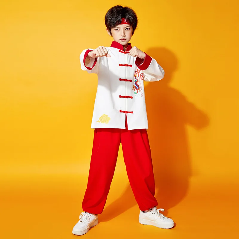 Costume de Wushu d'arts martiaux, uniforme de Kung Fu Wing Chun, vêtements de performance pour enfants, style chinois, chapelle Tai traditionnelle vintage