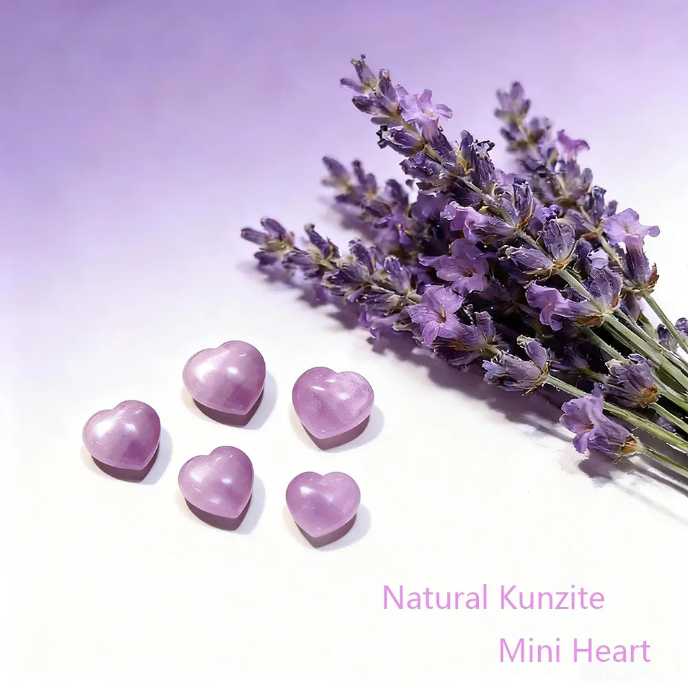 

1PC Purple Kunzite Natural Stone Mini Heart Gemstones Crystal Spodumene Healing Crystals Reiki DIY Room Decor Home Decoration