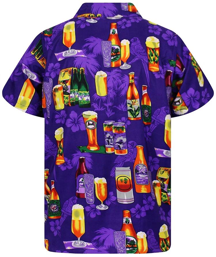 Männer Hemden Bier 3d Druck Hemd Männer Mode Einreiher Kurzarm Hawaiian Strand Casual Bluse Kleidung Teen
