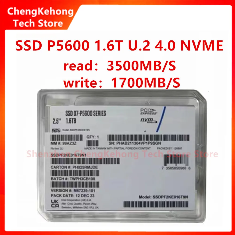 NEW D7- P5600 Series 1.6T 3.2T 6.4T Enterprise SSD U.2 PCIE4.0X4 Solid State Drive NVMe PCIe Internal For Intel SSD PCIE4.0X4