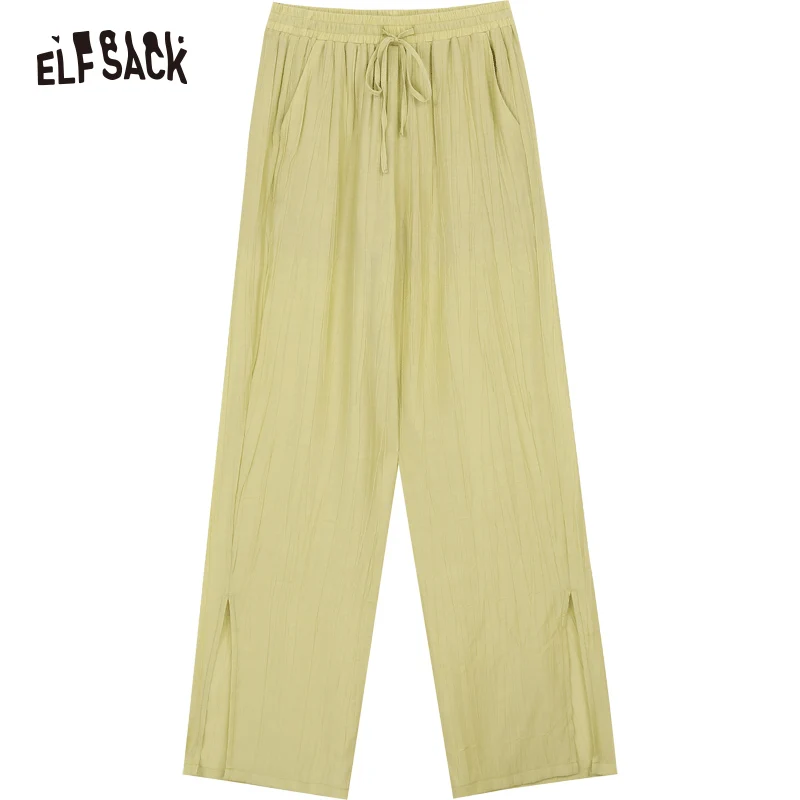 ELFSACK 2024 summer new arrival Savage style split drape straight Yamamoto pants loose casual thin pants for women