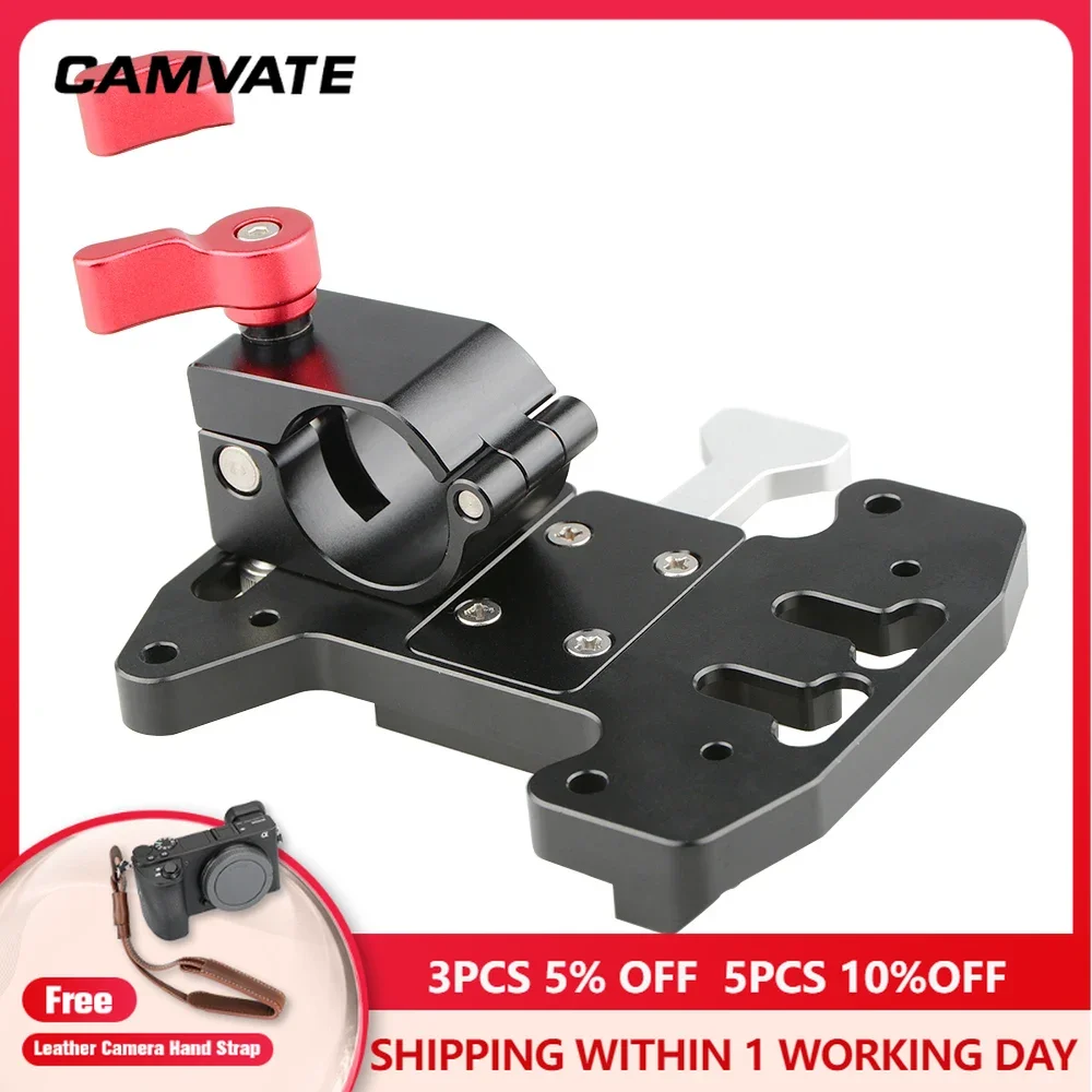 CAMVATE Quick Release V-Lock Mounting Battery Plate With 25mm Rod Clamp For Blackmagic URSA Mini,DJI Ronin M/MX Battery Mounting