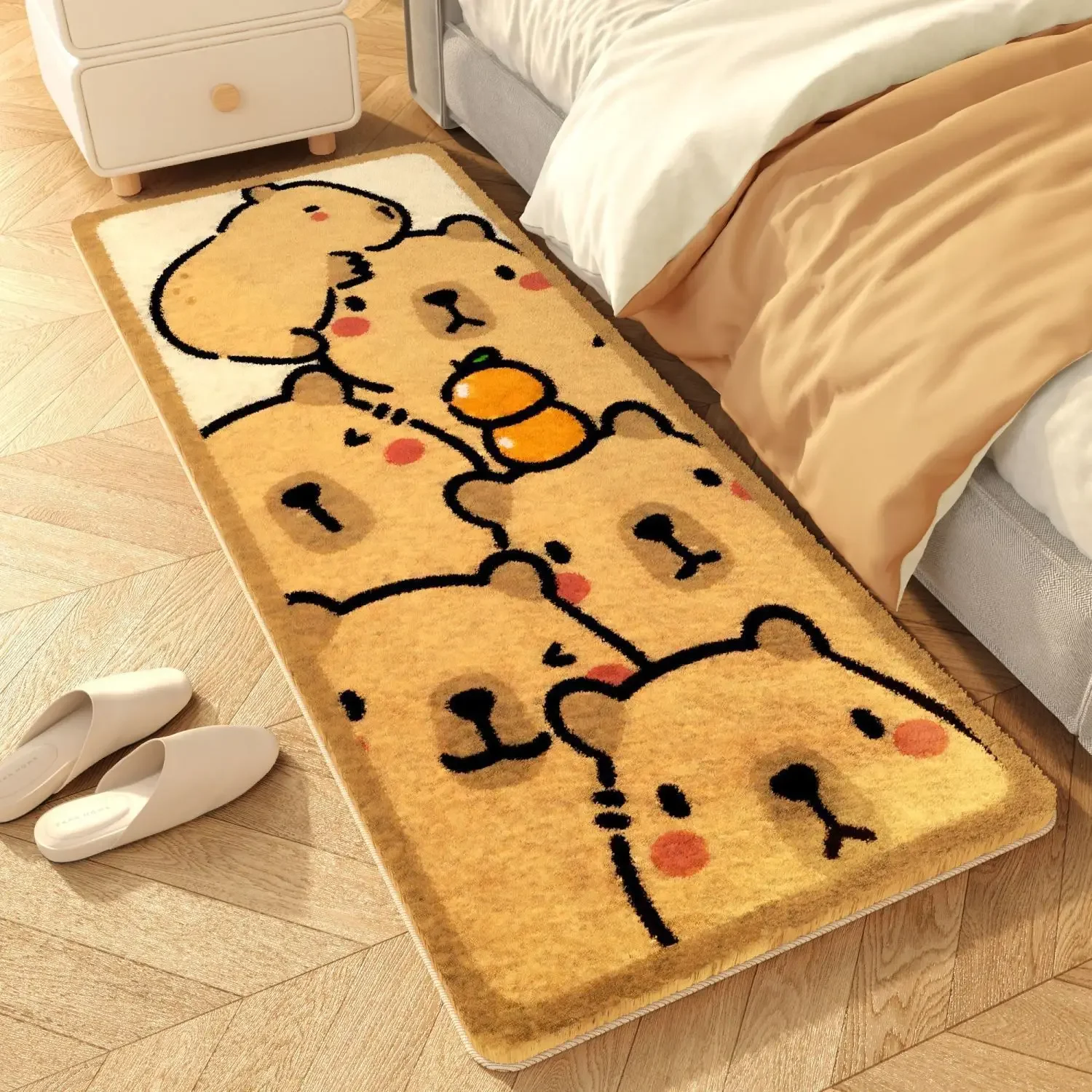 Cartoon Capibala Bedroom Bedside Rug  Decoration Carpet Wear Resistant Floor Mat Imitation Cashmere