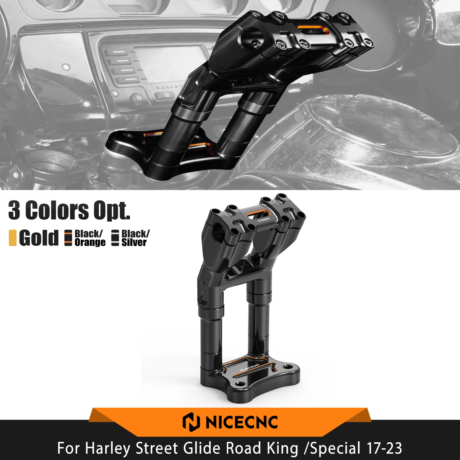 For Harley Street Glide /Special FLHX 2006-2023 NICECNC Handlebar Risers CVO Street Glide Ultra Limited FLHTK Tri Glide Ultra