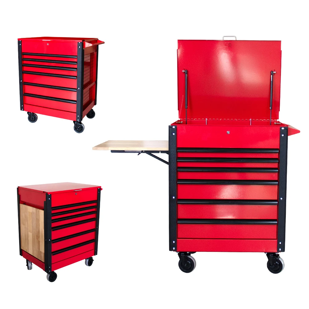 

HPDMC 1000 lbs 6 Drawers Rolling Tool Chest Cart Storage Cabinet With Folding Table and Wheels