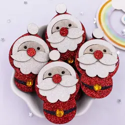 10pcs Felt Fabric Colorful Glitter Bepowder Cartoon Santa Claus Patch Applique Sewing DIY Hair Bow Craft  Supplie E750 G