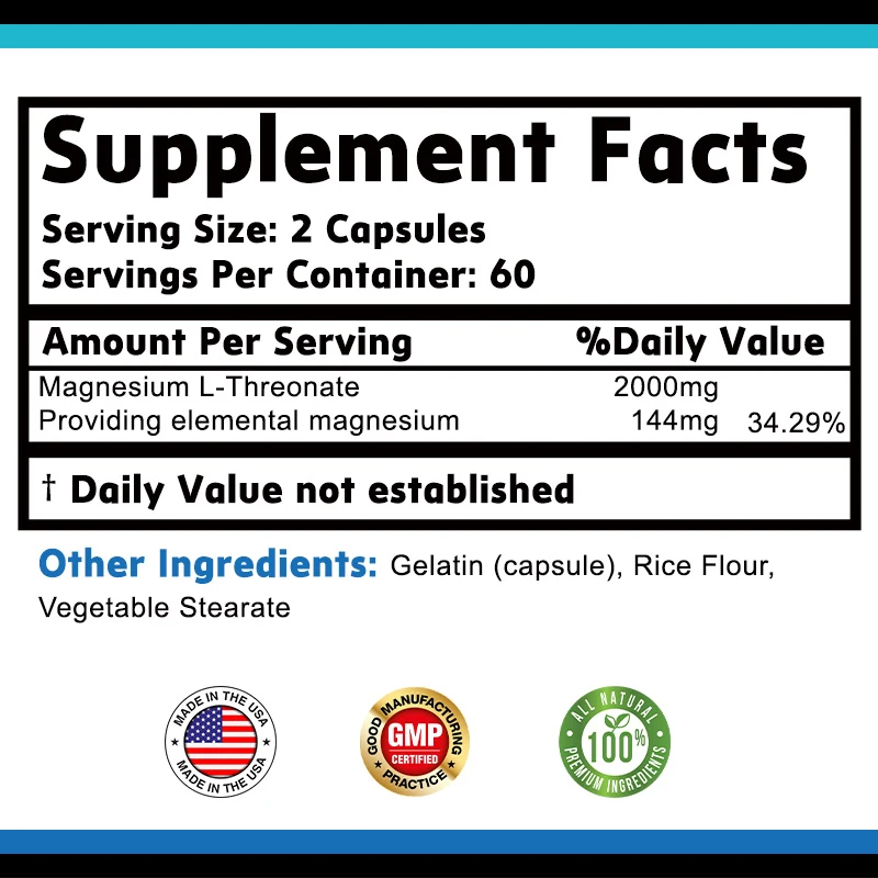 كبسولات المغنيسيوم L-Threonate - شكل متوفر حيويًا لدعم الوظائف المعرفية أثناء النوم