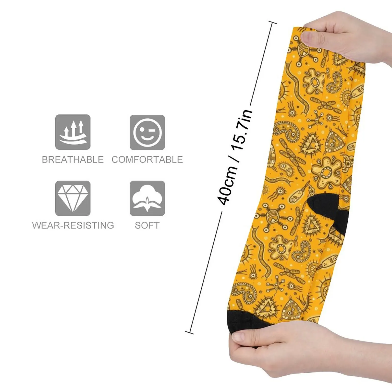 Cartoon Microbes - Yellow Socks Compression stockings Sports socks Hiking boots summer