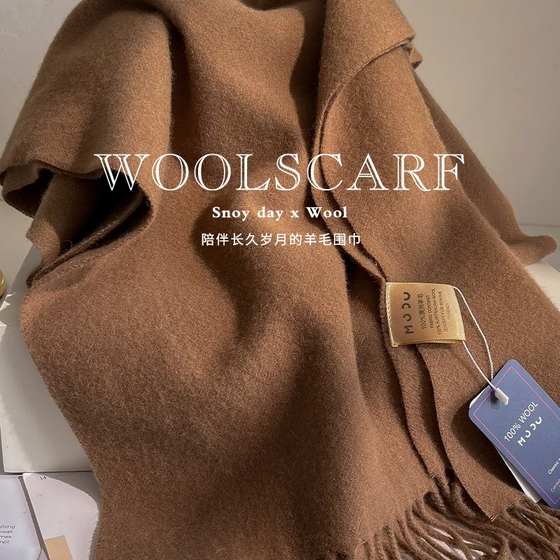 Scarf Pure Australian Wool Heathered Solid Hue Elegant Warm Versatile Winter Neck Wrap for Men Women Birthday Present