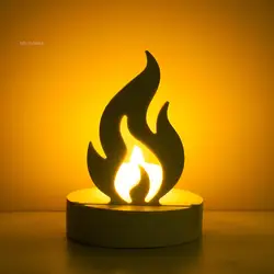 Flame Candle Holder Silicone Mold 3D Agni Style Gypsum Concrete Candlestick DIY Handmade Lamp Stand Mould Creative Home Decor
