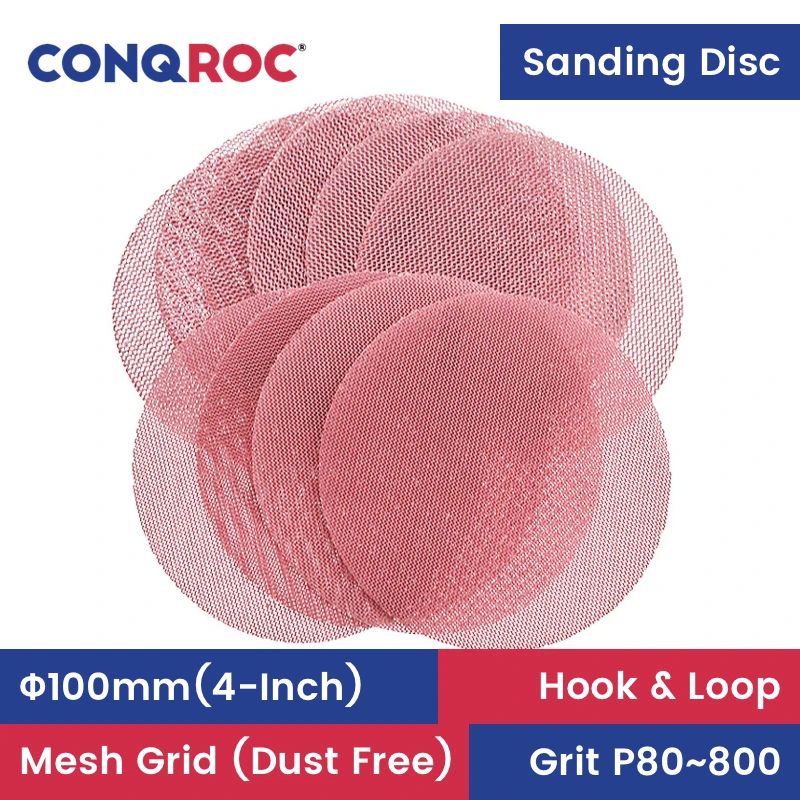 100mm(4-Inch) Sanding Discs Dust Free Mesh Grid Aluminum Oxide Dry Sandpapers Hook & Loop 50-Piece Grit P80~800