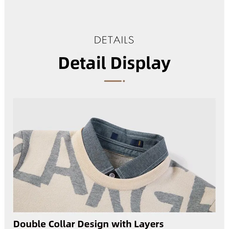 Suéter de Punto para Hombre, Estilo Casual Urbano, Manga Larga, Cuello Redondo, Mezcla de Poliéster, Acrílico y Nailon, Top p...