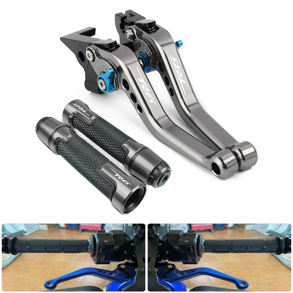 For Yamaha YZF R6 2017-2021 CNC Folding Brake Clutch Lever Handbrake Handlebars Grips Handles Hand Grips Motorcycle Accessories