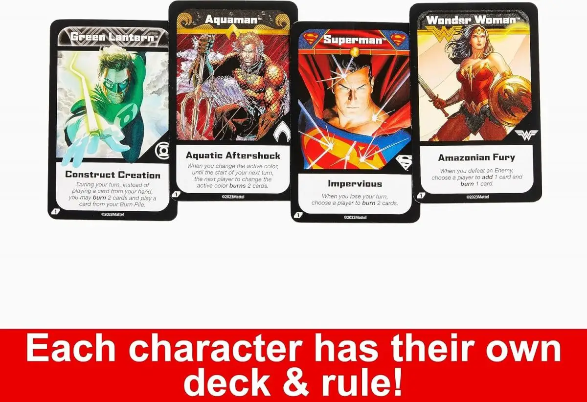 Mattel Games UNO Ultimate DC Card Game for Kids Adults with 4 Character Decks 4 Collectible Foil Cards Toy