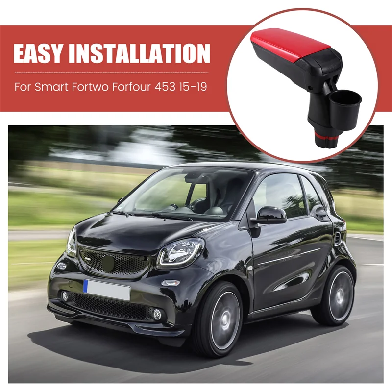 

AB16-Water Cup Holder Central Armrest Box Center Console Armrest For Mercedes Smart Fortwo Forfour 453 15-19