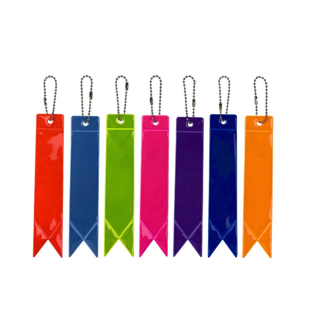 10PCS Reflective Strip Pendant Bag Keychain Night High-gloss Safety Marker Reflective Hanger Keychain Accessories Decoration