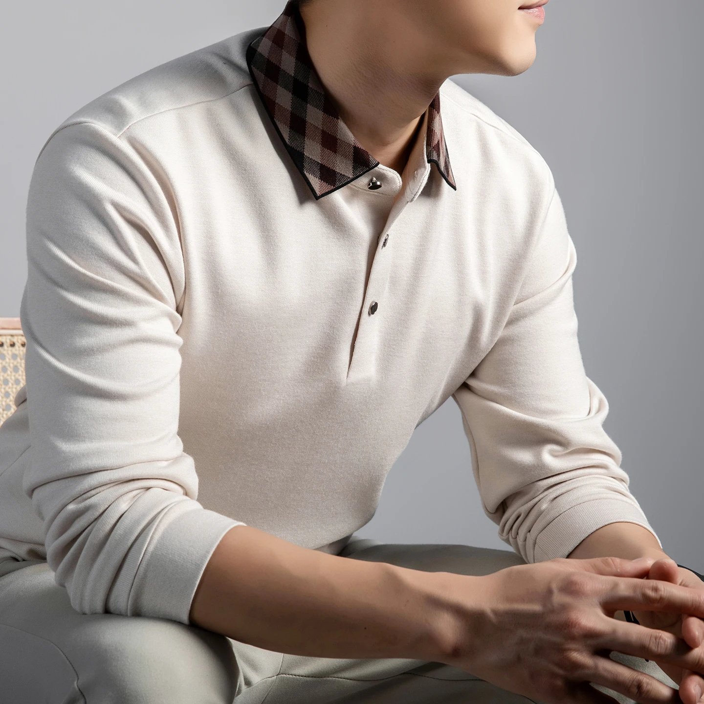 High Brand Wool Blend Polo Shirt men 2025 Autumn Fashion Patchwork Business Tops Male Classic Turn Down Collar T-shirts