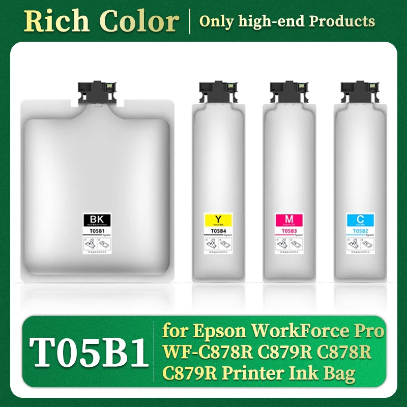 T05B1 T05B2 T05B3 T05B4 compatible Cartridge With Pigment Ink For Epson WorkForce Pro WF-C878R C879R C878R C879R Printer Ink Bag