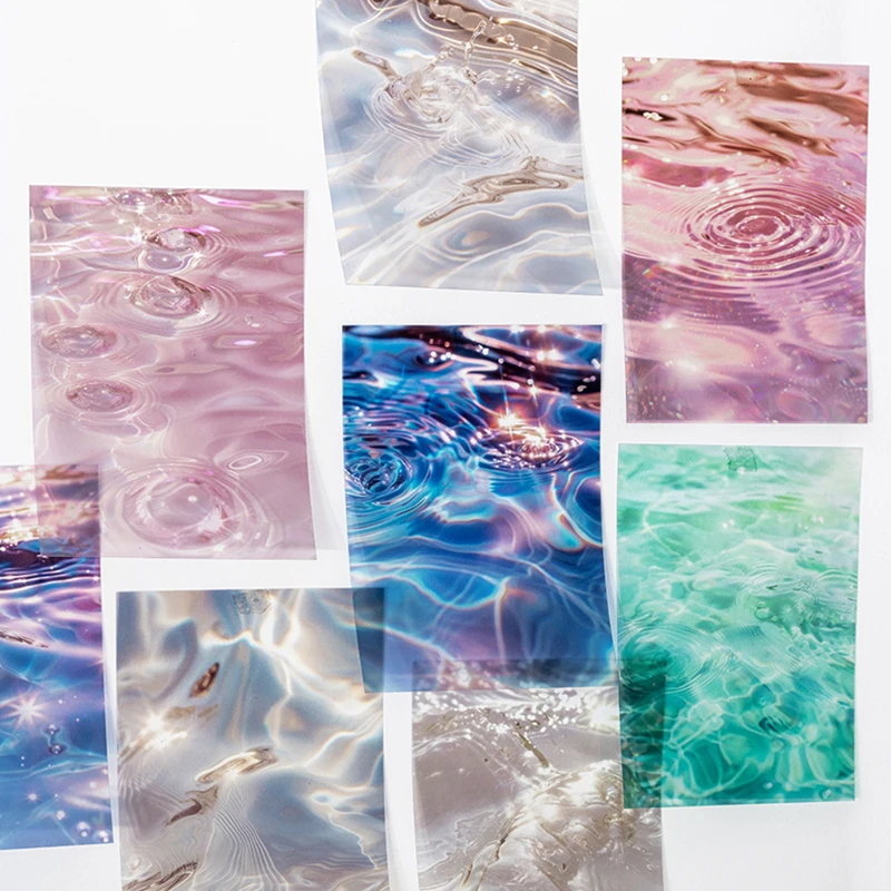 10Pcs Ocean Wave Theme Background Stickers, Vivid Sea Wave Patterns, for Journal Scrapbooking DIY Album Decor