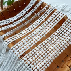 White Cotton Embroidered Lace Trim Ribbons, DIY Handmade Craft Materials, Sewing Clothes, Apparel Accessories, 3Yards