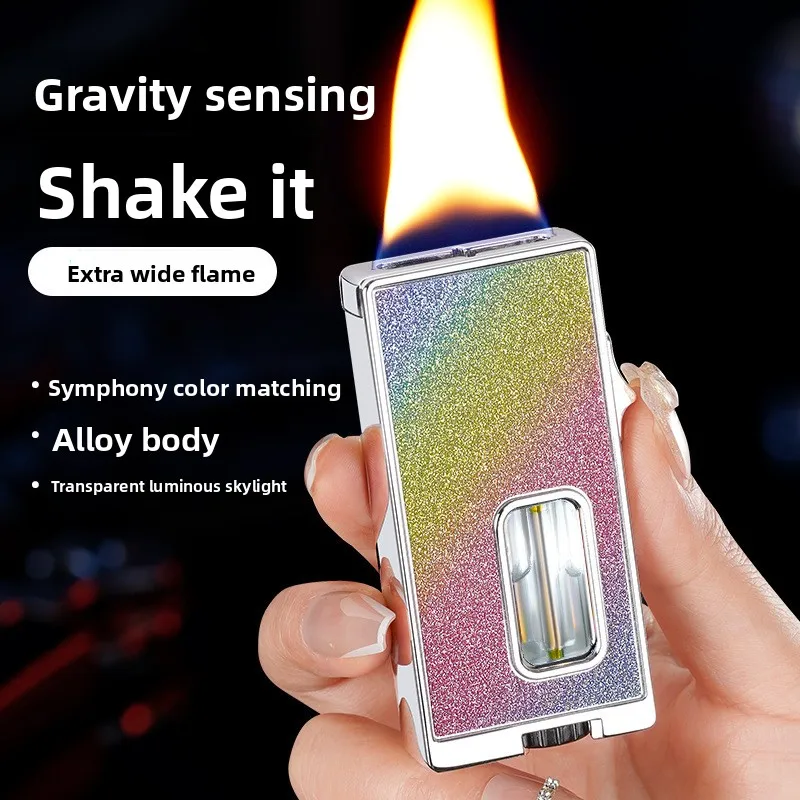Shake Ignition Inflatable Butane Lighter: Extra Wide Soft Flames, Visible Window, Ideal Cigarettes Lighter Cigarette Accessories