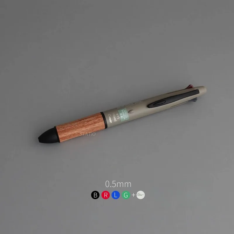 Pilot Dr. Grip 4+1 0.5mm Wood Propelling Pencil Grain Four-color Black 0.5mm Cute Wooden Mechanical Pencils Japanese Stationery