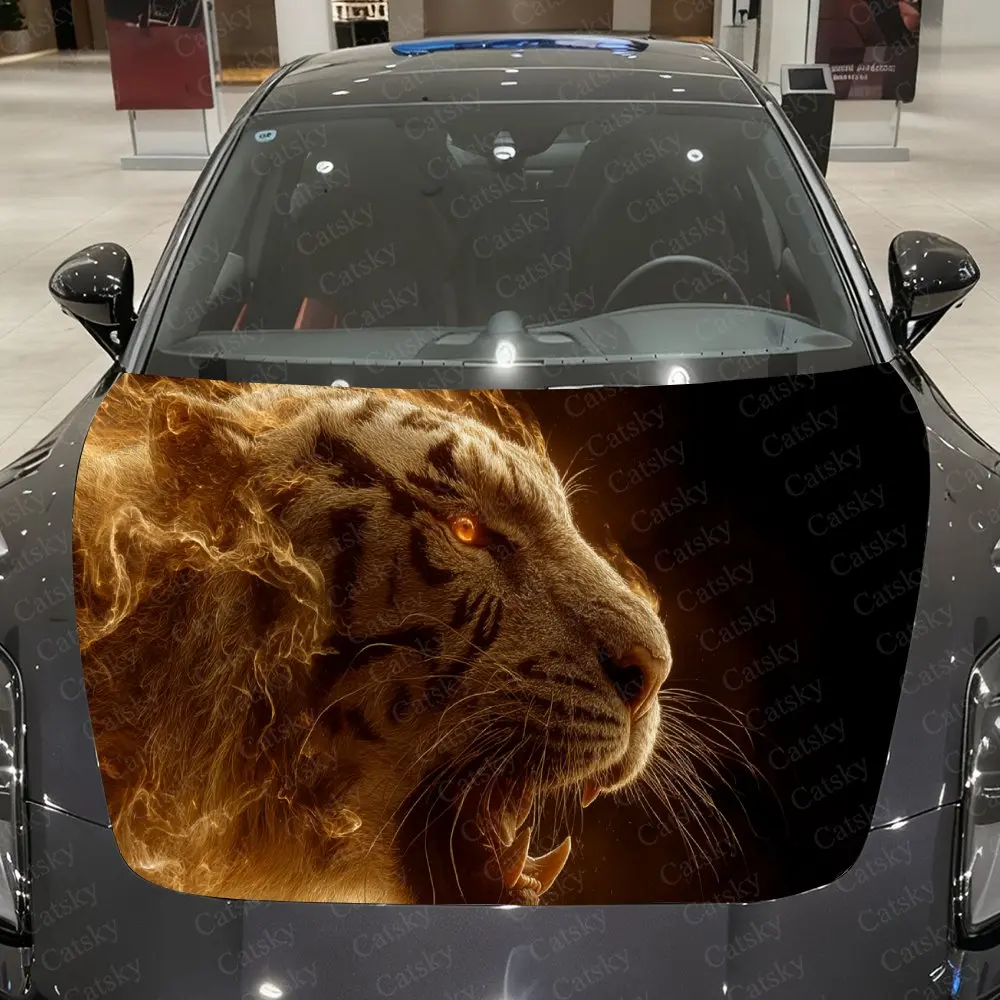 

Позолоченные наклейки на капот автомобиля с белым тигром, автомобильные наклейки с декоративным рисунком, самоклеящиеся наклейки для автомобиля, устойчивые к царапинам, автоаксессуары