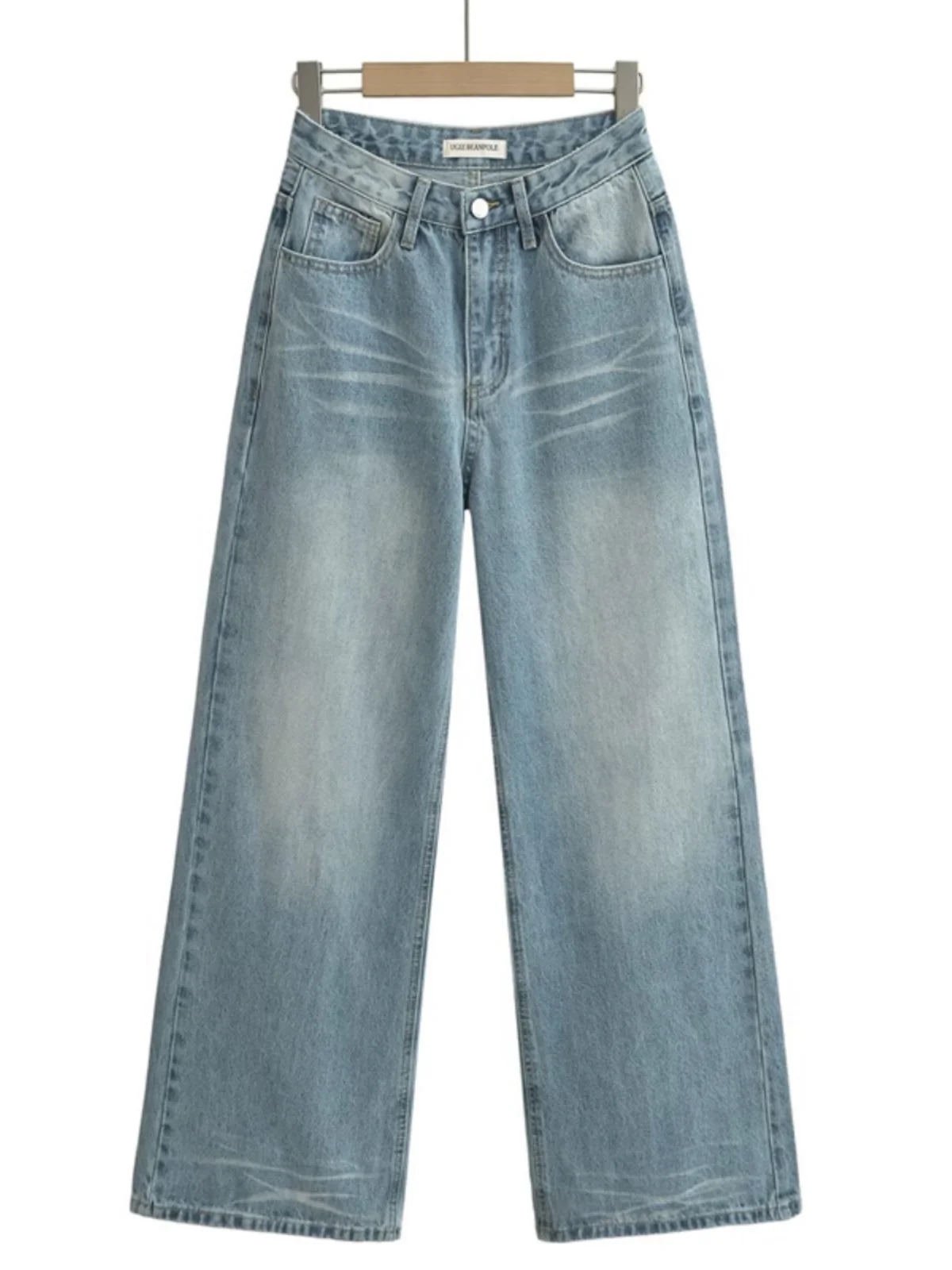 Waed アメリカンレトロデニムジーンズ ハイウエスト ワイドレッグ カジュアル フロアレングスパンツ 女性用 秋シーズン シスタースレ