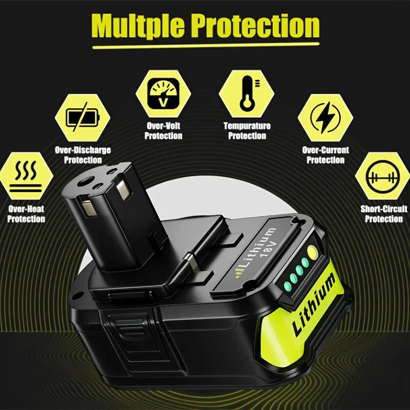 Batterie 12Ah pour RYOBI P108 18V One + Plus, outils électriques au lithium-ion 18V, P104 P107 RB18L50 RB18L20 P108