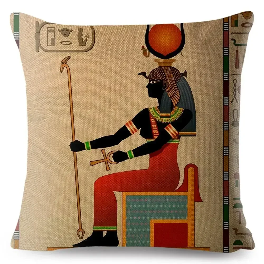 Ancient Egypt Totem Pharaoh Printing Linen Cushion Cover Pillow Case Sofa Home