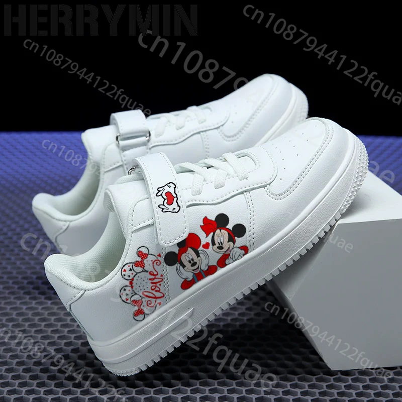 Nowe popularne buty z nadrukiem Myszki Miki i Minnie, białe, z motywem kreskówkowym, urocze buty dla rodziców i dzieci, chłopięce i dziewczęce buty codzienne.