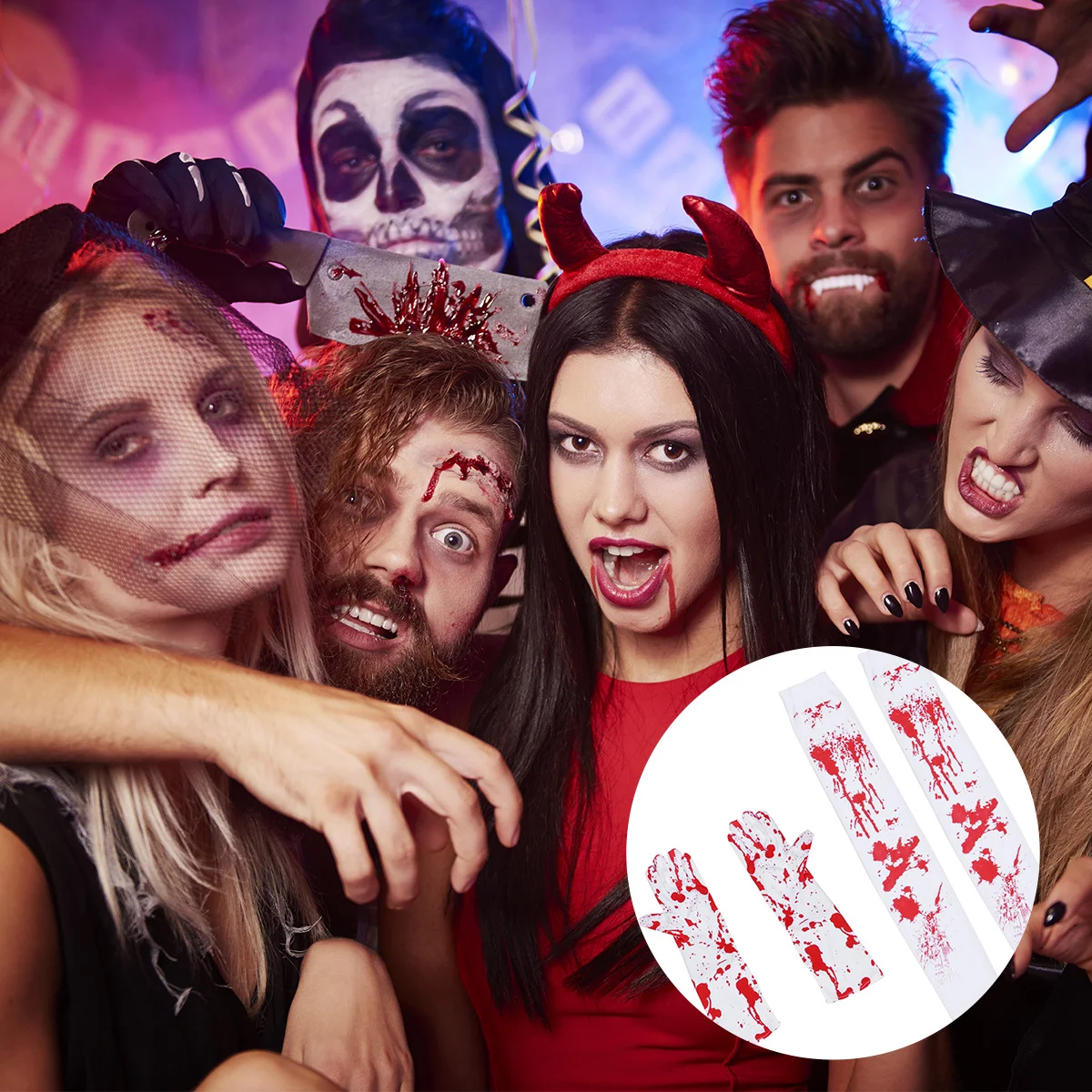 

4 шт., набор носков с кровью на Хэллоуин, прочный спандекс, полиэстер, праздничный костюм, носки с кровяным принтом, перчатки, костюмы на Хэллоуин