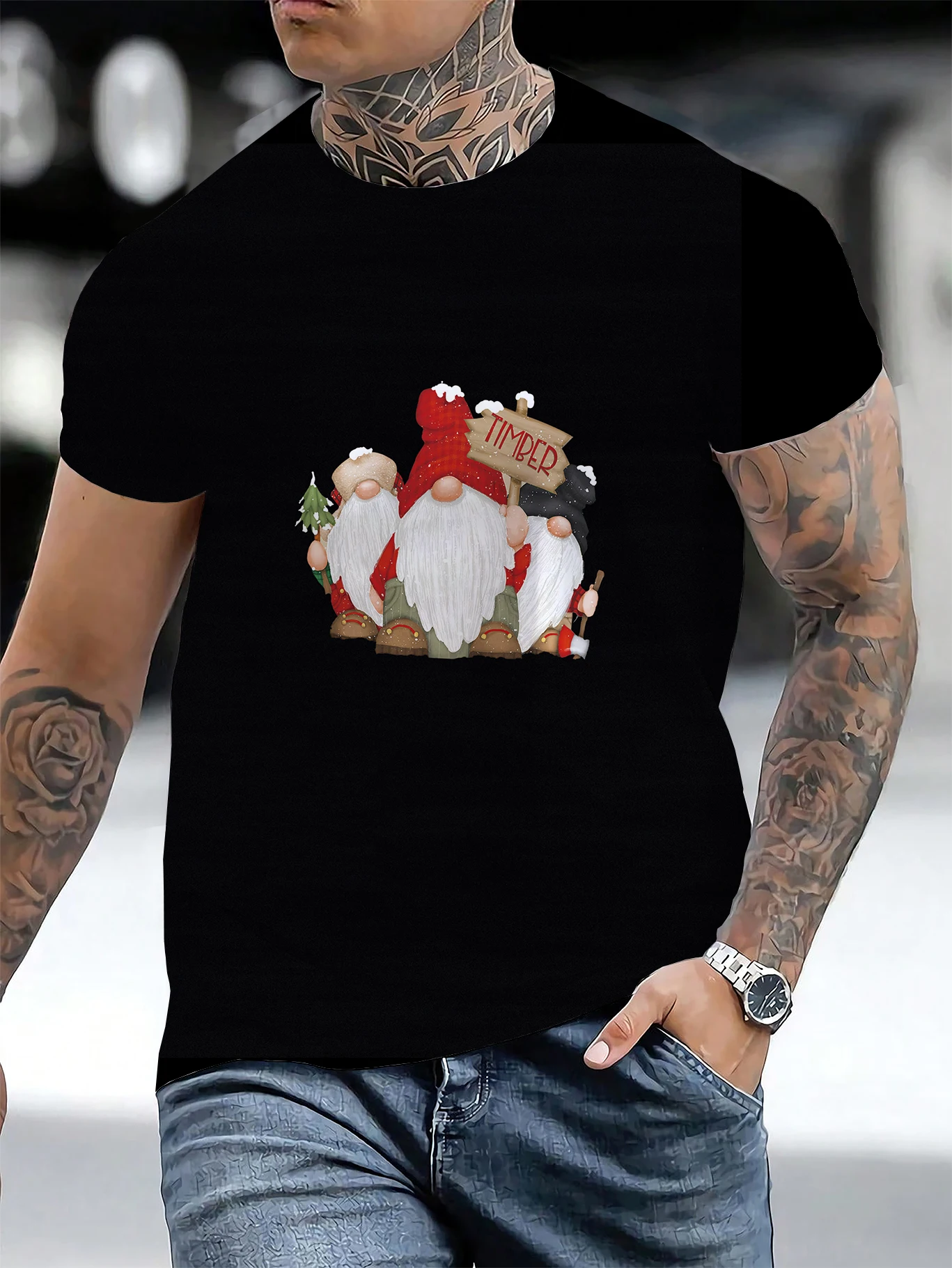 Men's Summer Christmas Print 3d T Shirt Short Sleeve Santa Claus Holiday Party Casual Loose Plus Size Top Men Clothing