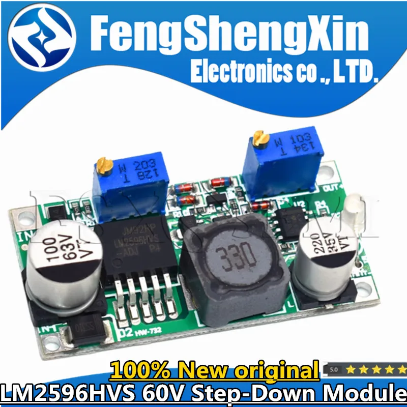 DC-DC-Módulo reductor de corriente constante/voltaje CC CV, indicador LED, conversión de alta frecuencia, 60V, 3A, LM2596HVS