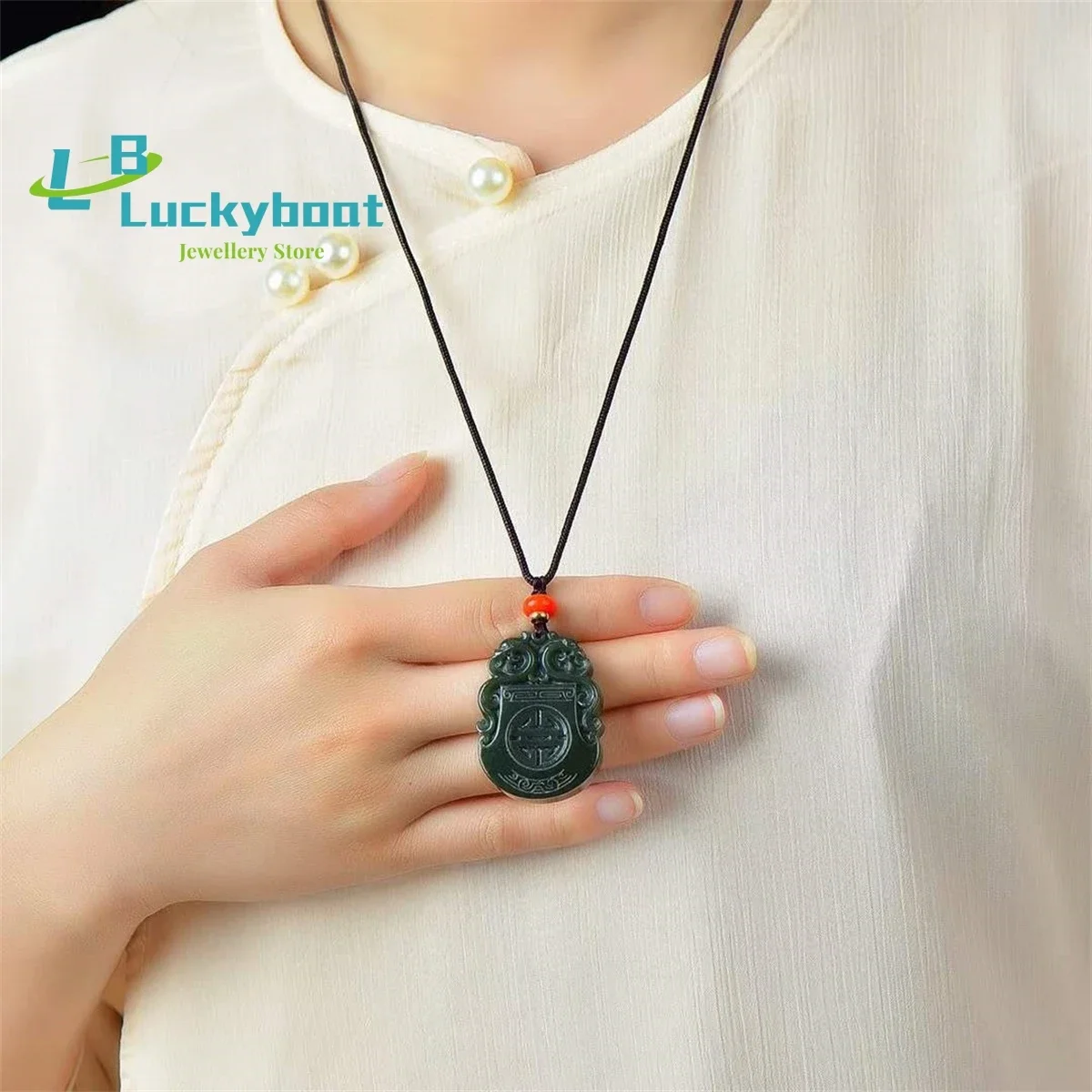 قلادة تنين عتيقة من Hetian Qingyu الطبيعية، شخصية بسيطة وأنيقة، أزياء رائعة متعددة الاستخدامات للرجال والنساء #6