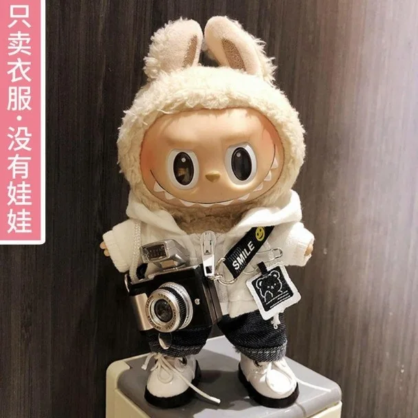 Mini Labubu Clothes 17cm Cute Plush Hoodie Idol Dolls Jumpsuit Clothing Fans Overalls No Doll Accessories For Korea Kpop Exo