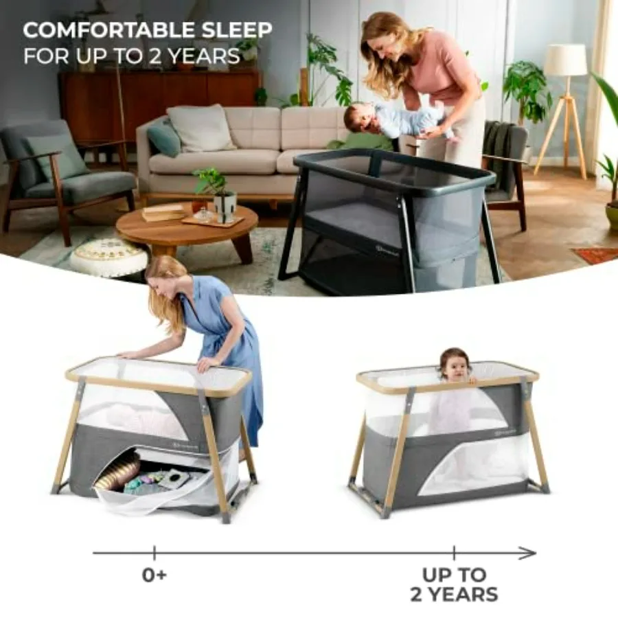 Sofi Tragbares Reisebett für Babys, umwandelbares Schlafbett 4-in-1 mit leicht zu paketlenappbarem Laufstall, bequeme Stubenwagenmatratze und