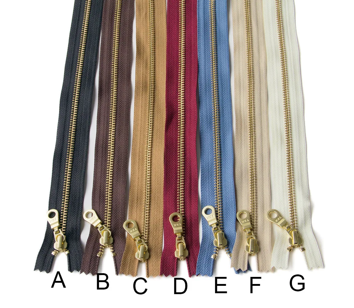 

20CM YKK No. 5, Metal Zipper with Closed Tail Lock, Gold and Copper Teeth Bag Accessories.