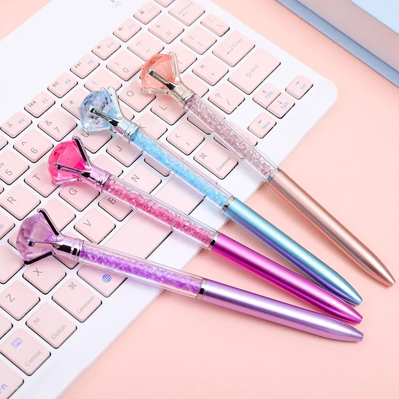 24 Pcs Wholesale Creative Stationery Imitation Metallic Crystal Diamond Ballpoint Pen Color ins Student Stationery