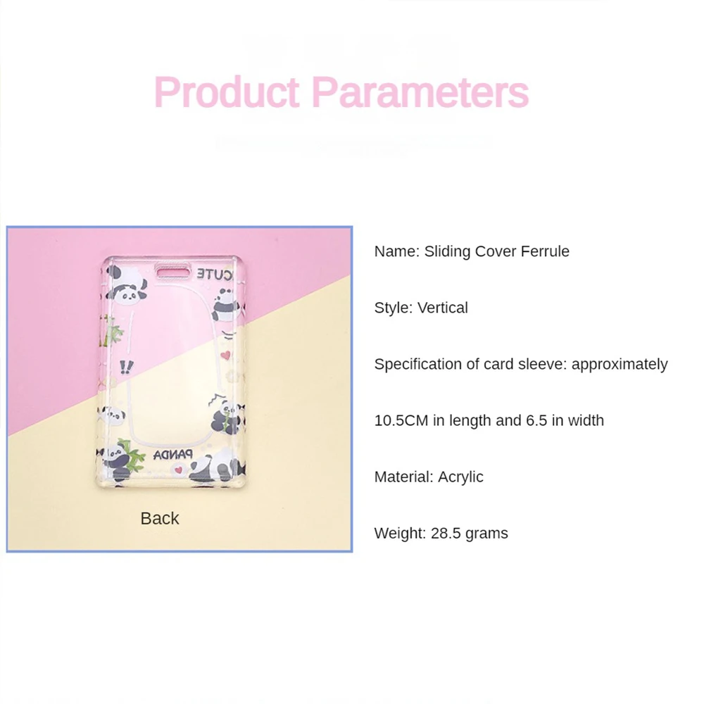 Protective Case Vertical Transparent Retractable And Easy To Pull Buckle Cute Cartoon Stationary Set Bus Card Holder Acrylic